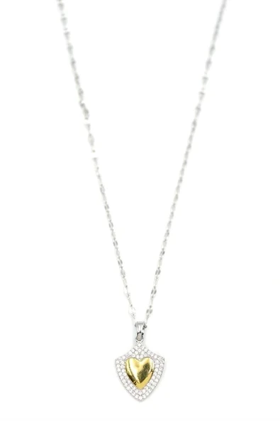 LitaeTrend Taşlı Kalp Kolye - Gümüş - Resim 2