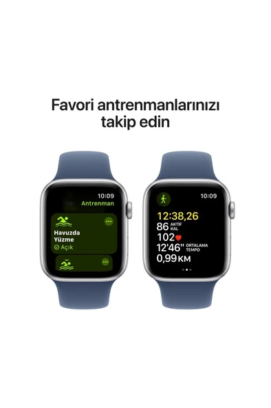 Watch SE GPS 44mm Gümüş Alüminyum Kasa + Kot Rengi Spor Kordon - M/L - Resim 6