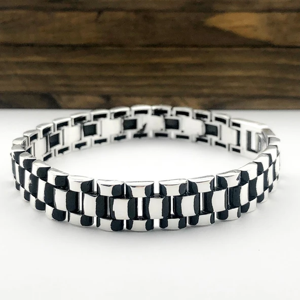 925 Ayar Gümüş Saat Kordonu Erkek Bileklik ürün görseli 1