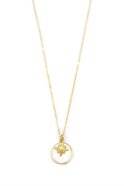 LitaeTrend Sedef Kutup Yıldızı Kolye - Altın - Resim 2