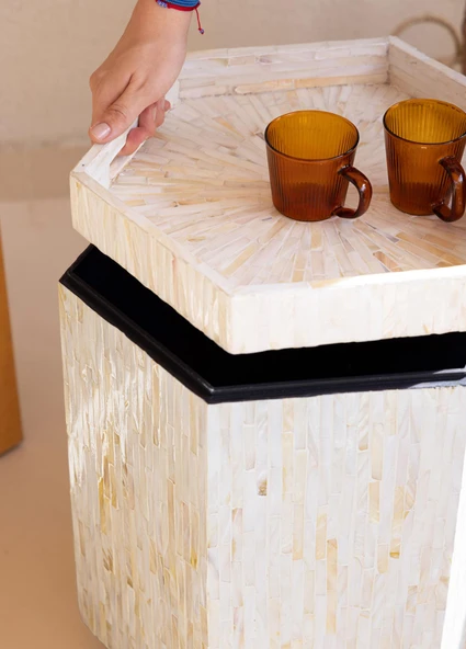 The Mia Sedef Tabure Yan Sehpa 38x33x47 cm TLC0131 - Resim 4