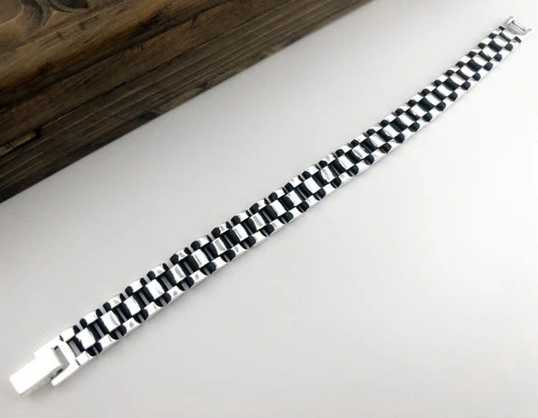 925 Ayar Gümüş Saat Kordonu Erkek Bileklik - Resim 3