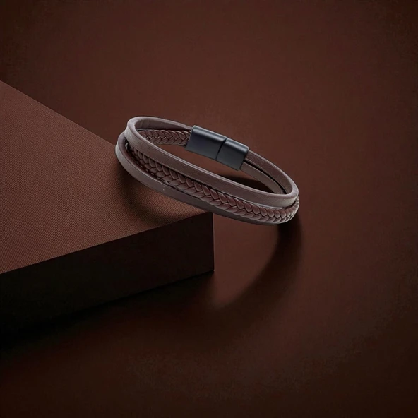 Sadece Kahverengi Saç Örgü Ve Çelik Bileklik 31833B10D4 - Resim 2