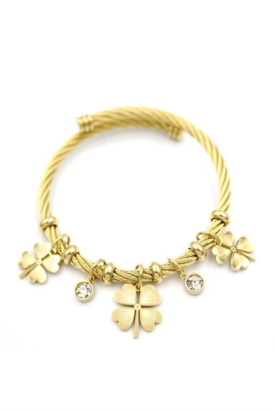 LitaeTrend Yonca Charm Bilezik - Altın - 1
