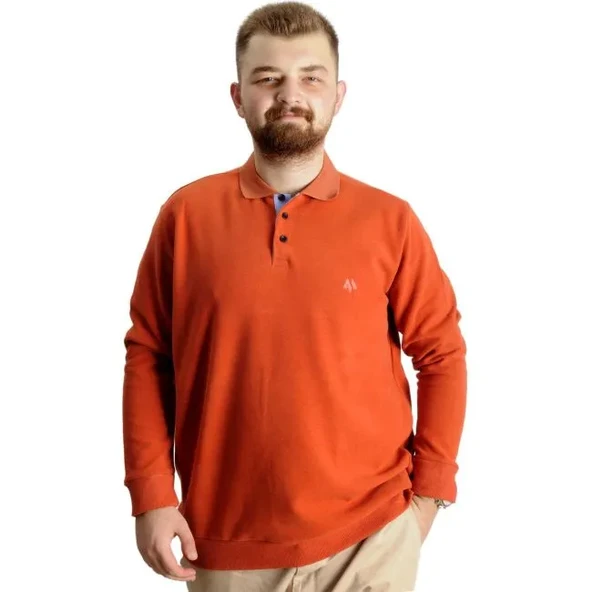 Büyük Beden Erkek Sweat Polo Selanik Nakışlı 20440 Tarçın - 1