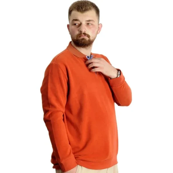 Büyük Beden Erkek Sweat Polo Selanik Nakışlı 20440 Tarçın - 2