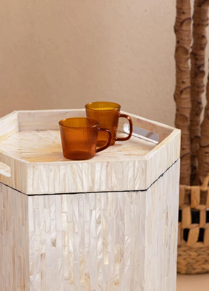 The Mia Sedef Tabure Yan Sehpa 38x33x47 cm TLC0131 - Resim 5