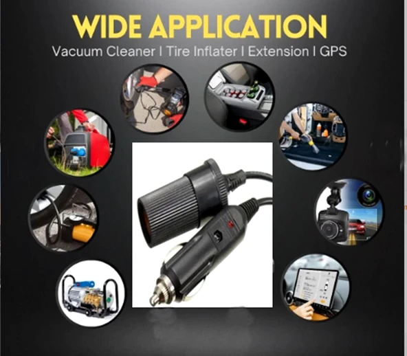 Araç Çakmak Uzatma Kablosu 12-24 Volt 16Amper 2 X1,5mm TTR Bakır 3 Mt-Siyah - Resim 7