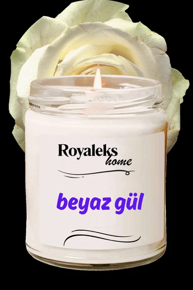 LitaeTrend Doğal Özel Seri Kokulu Dekoratif Kavanoz Mum 210 cc - Beyaz Gül - RYL ürün görseli 1