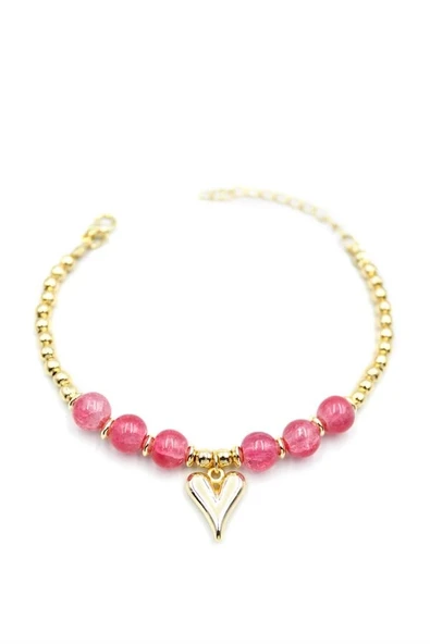 LitaeTrend Boncuklu Kalp Bileklik - Pembe ürün görseli 1
