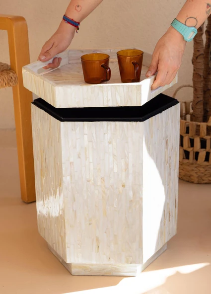 The Mia Sedef Tabure Yan Sehpa 38x33x47 cm TLC0131 - Resim 2