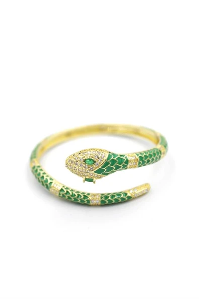 LitaeTrend Zirkon Yılan Bilezik - Yeşil ürün görseli 1