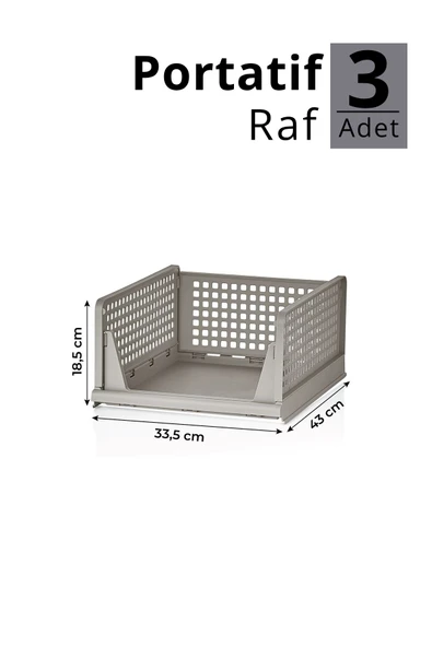 Mithra Life 3 lü Kayar Raf Organizer – Bej Rengi Dolap İçi Kıyafet, Aksesuar Düzenleyici MIT1259 - Resim 4