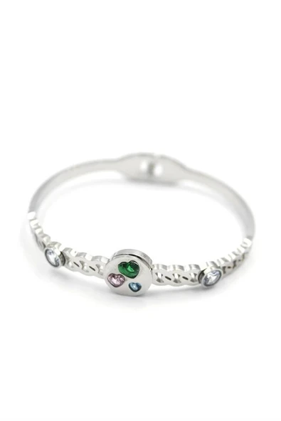 LitaeTrend Taşlı Kalp Bilezik - Gümüş - Resim 2