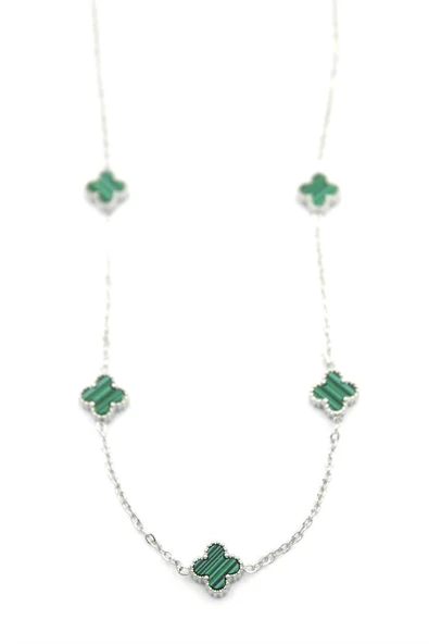 LitaeTrend Vc Yonca Kolye - Gümüş Renk - Yeşil - Resim 2