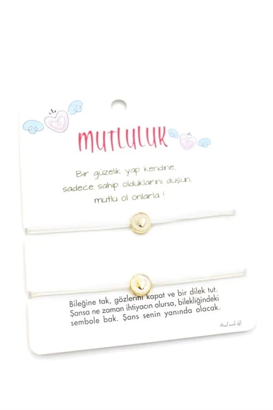 LitaeTrend Kalpli Arkadaş İp Bileklik - Beyaz ürün görseli 1