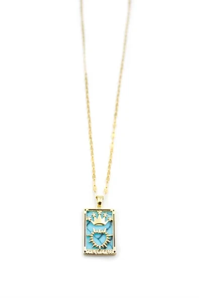 LitaeTrend Çelik Tarot Kolye - Altın - Resim 2