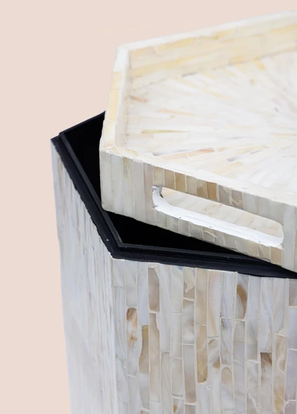 The Mia Sedef Tabure Yan Sehpa 38x33x47 cm TLC0131 - Resim 7