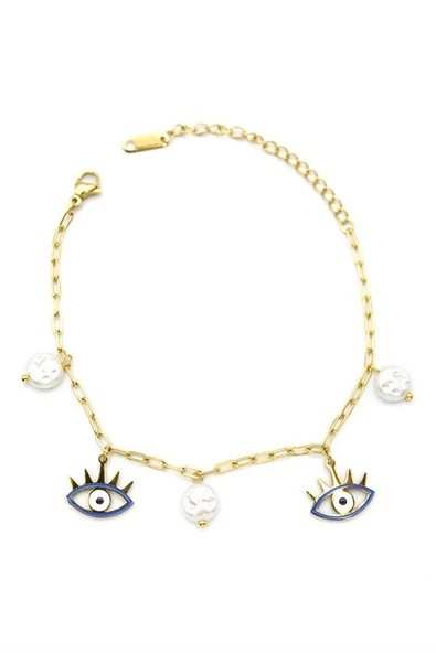 LitaeTrend İnci Göz Bileklik - Altın - Resim 2