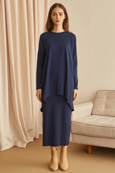 Nuss Triko Çelik Örme Lacivert Etek 013 ürün görseli 1