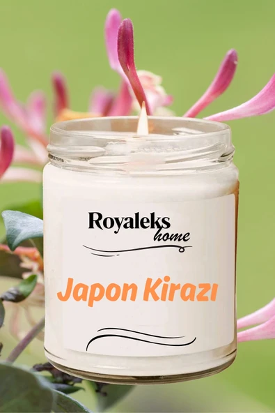 LitaeTrend Doğal Özel Seri Kokulu Dekoratif Kavanoz Mum 210 cc - Japon Kirazı Esansı - RYL - Resim 3