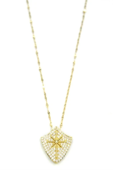 LitaeTrend Taşlı Kutup Yıldızı Kolye - Altın - Resim 2