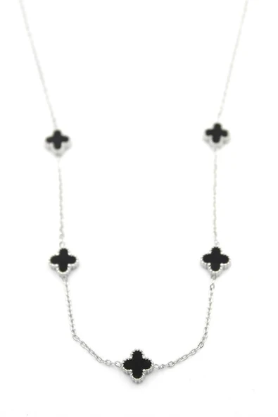 LitaeTrend Vc Yonca Kolye - Gümüş Renk - Siyah ürün görseli 1