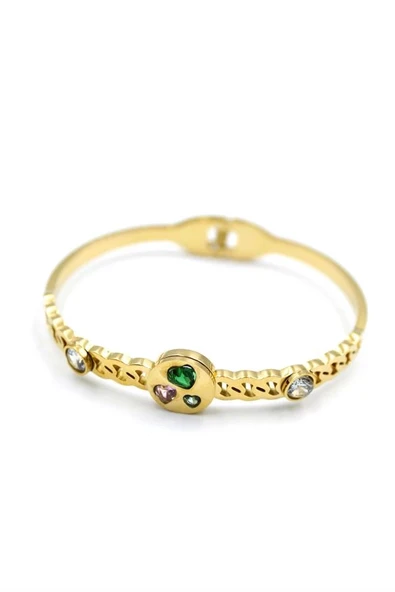 LitaeTrend Taşlı Kalp Bilezik - Altın ürün görseli