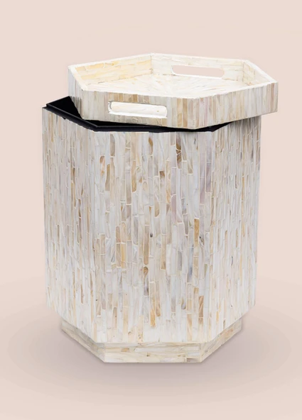 The Mia Sedef Tabure Yan Sehpa 38x33x47 cm TLC0131 - Resim 6