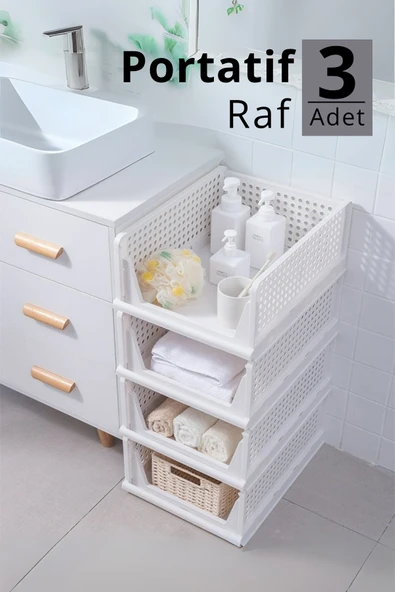 Mithra Life 3 lü Kayar Raf Organizer – Beyaz Dolap İçi Kıyafet, Aksesuar Düzenleyici MIT1261 - Resim 2