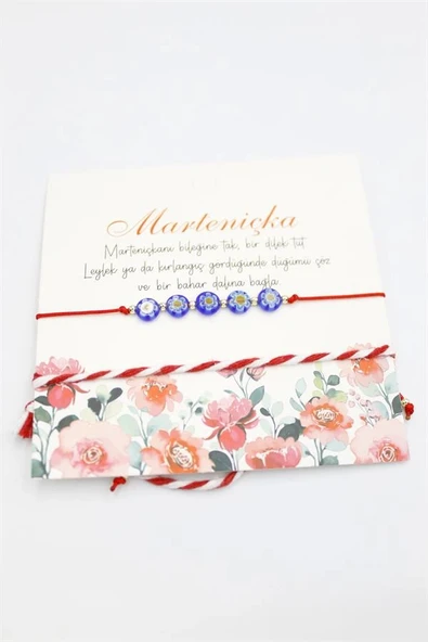 LitaeTrend Çiçek Marteniçka Bileklik - Kırmızı - Resim 2