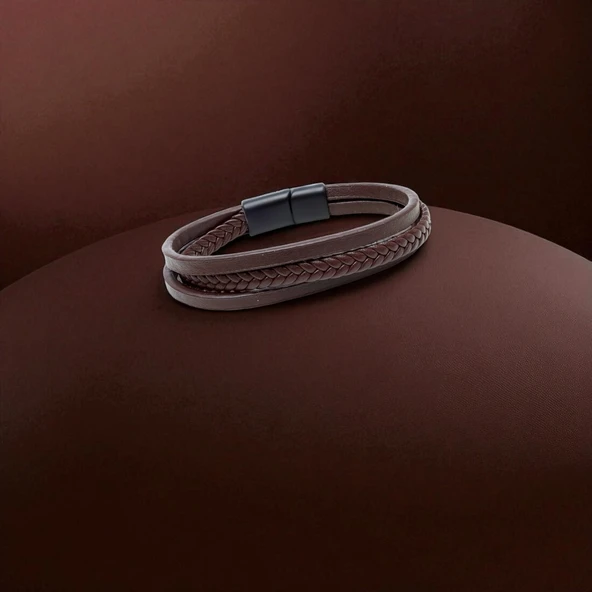 Sadece Kahverengi Saç Örgü Ve Çelik Bileklik 31833B10D4 - Resim 3