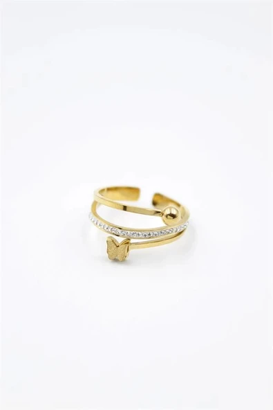 LitaeTrend 6'lı Taşlı Kelebek Yüzük - Altın ürün görseli 1