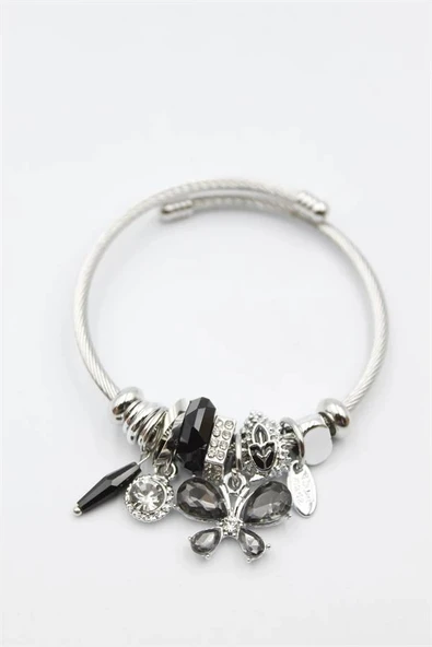 LitaeTrend Kelebek Charm Bilezik - Siyah - Resim 2