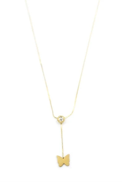 LitaeTrend Kelebek Kolye - Altın - Resim 2