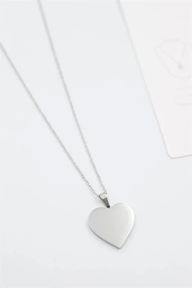 LitaeTrend Küçük Kalp Plaka Kolye - Gümüş - Resim 2