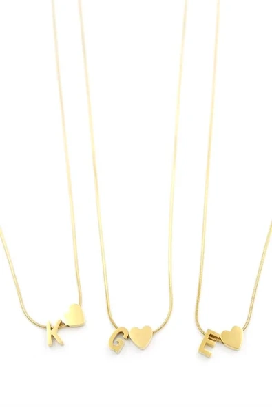 LitaeTrend 24'lü Kalp Harf Kolye - Altın ürün görseli 1