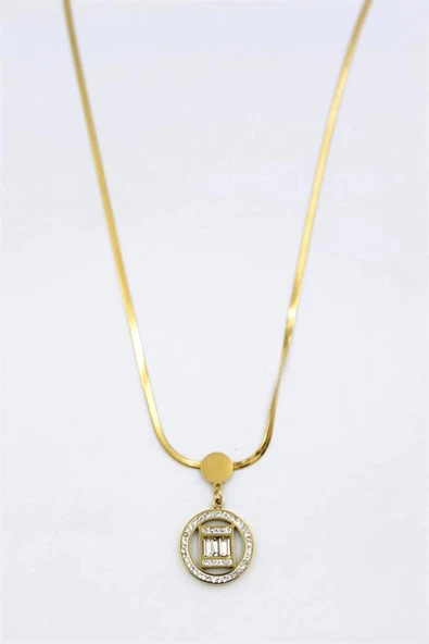 LitaeTrend Baget Taşlı Kolye - Altın - Resim 2