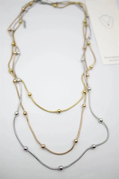 LitaeTrend Çoklu Zincir Toplu Çelik Kolye - ÇOK RENKLİ - Resim 2