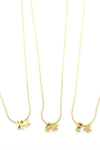LitaeTrend 24'lü Yıldız Harf Kolye - Altın ürün görseli 1