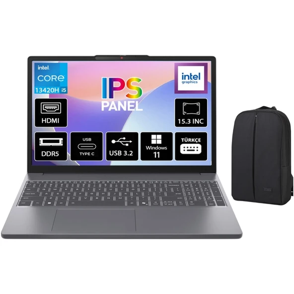 Ideapad Slim 3 Intel Core I5 13420H 40GB 512GB SSD Windows 11 Pro 15.3" Wuxga IPS Taşınabilir Bilgisayar 83K1004ETR + Cimete Çanta ürün görseli 1