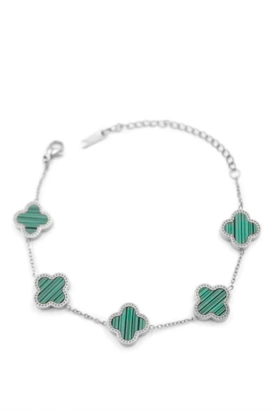 LitaeTrend VC Yonca Bileklik Gümüş - Yeşil - Resim 2