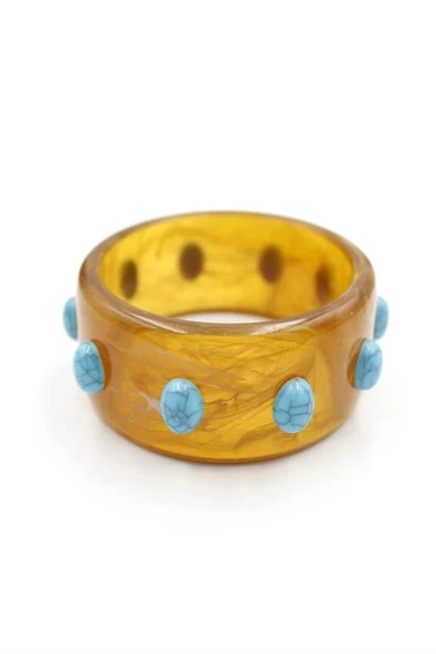 LitaeTrend Turkuaz Taşlı Bilezik - Kahverengi ürün görseli