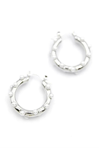 LitaeTrend İncili Halka Küpe - Gümüş - Resim 2