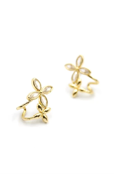 LitaeTrend Çoklu Çiçek Küpe - Altın - Resim 2