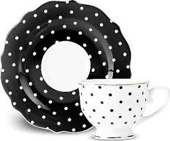 Karaca New Romantic Puantiyeli Kahve Fincanı 90 ml Siyah