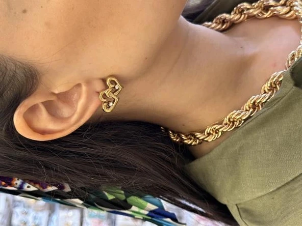 LitaeTrend Kalp Küpe - Altın ürün görseli 1