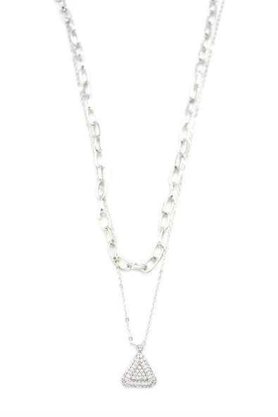 LitaeTrend Çoklu Üçgen Kolye - Gümüş ürün görseli 1