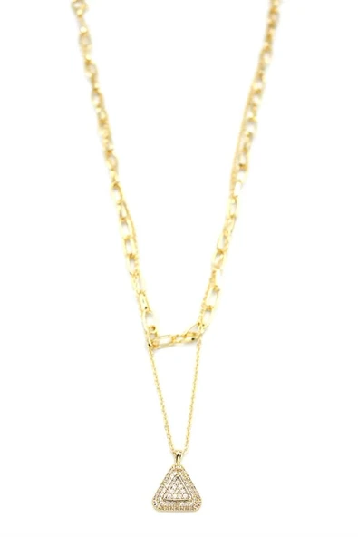 LitaeTrend Çoklu Üçgen Kolye - Altın ürün görseli 1