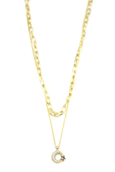 LitaeTrend Çoklu Ay Yıldız Kolye - Altın - Resim 2